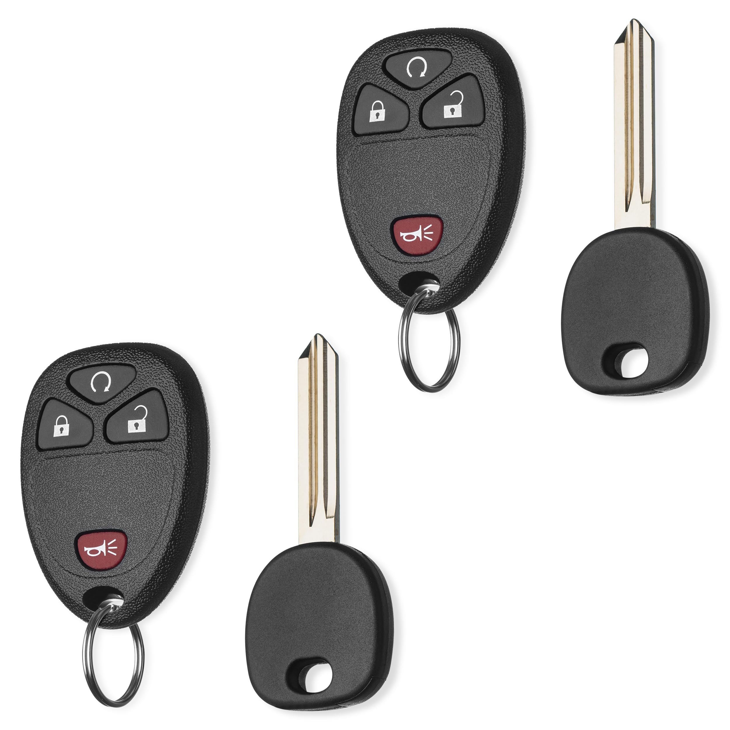 FOBTEK Key Fob Keyless Entry Remote & Uncut Key for Chevy Silverado GMC Sierra Avalanche Replacement for OUC60270, 15913421